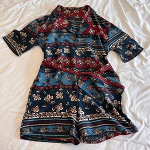 Nasty Gal printed satin romper size small